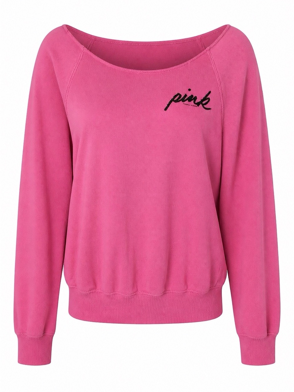 Victoria's Secret PINK Logo Crewneck Sweater - Hot Pink with Black